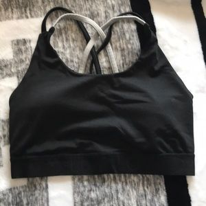 Lined Black grey strappy sports bra Aeropostale